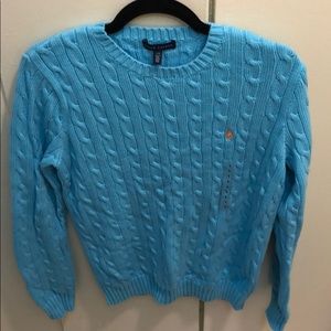 Ralph Lauren cable knit sweater blue & pink